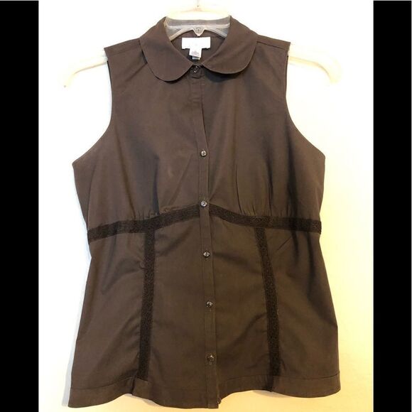 Loft brown button up sleeveless size 6 - Picture 1 of 6